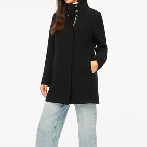 NWT J. CREW Wool-blend button-neck city coat BLACK